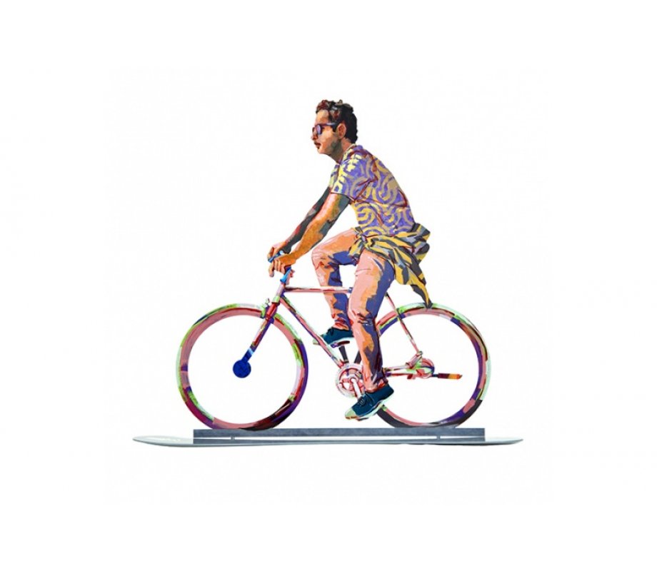 David Gerstein Free Standing Double Sided Sculpture - City Biker