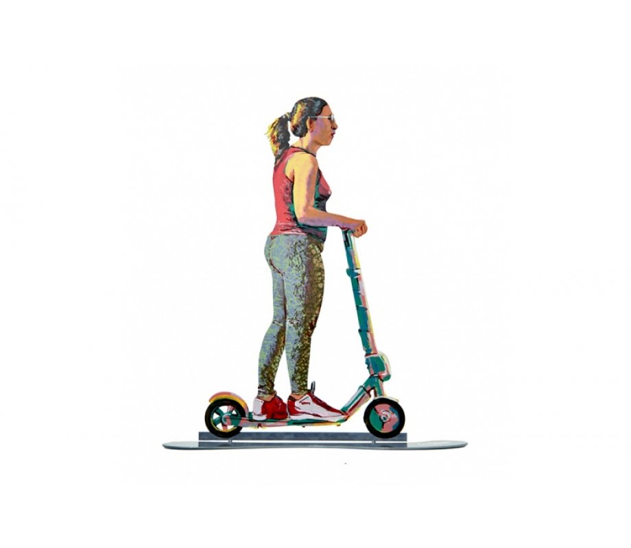 David Gerstein Free Standing Double Sided Sculpture - Scooter Traveler