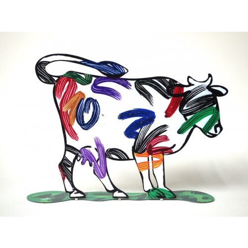 David Gerstein Free Standing Double Sided Steel Sculpture - Nava Cow