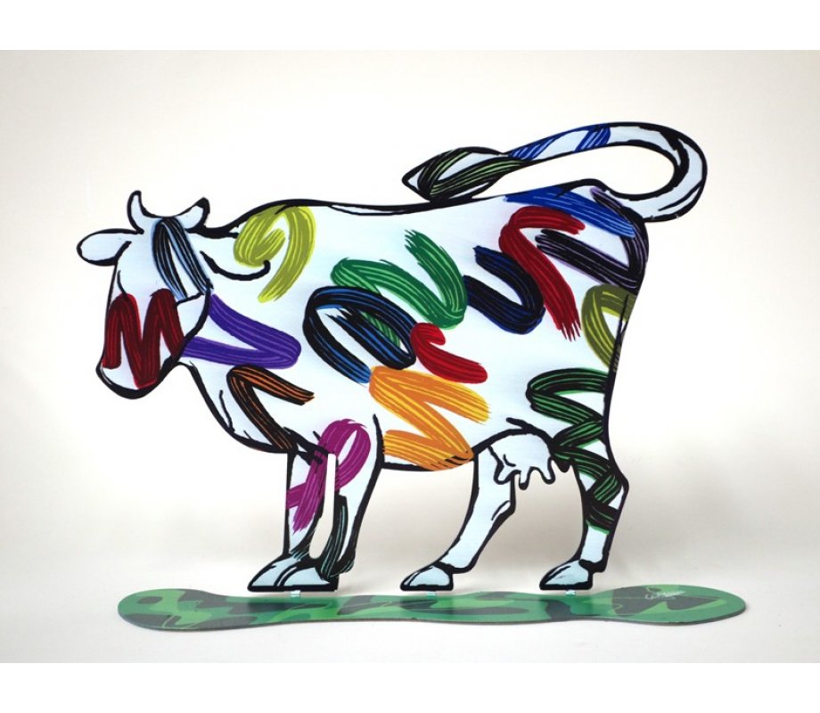 David Gerstein Free Standing Double Sided Steel Sculpture - Nava Cow