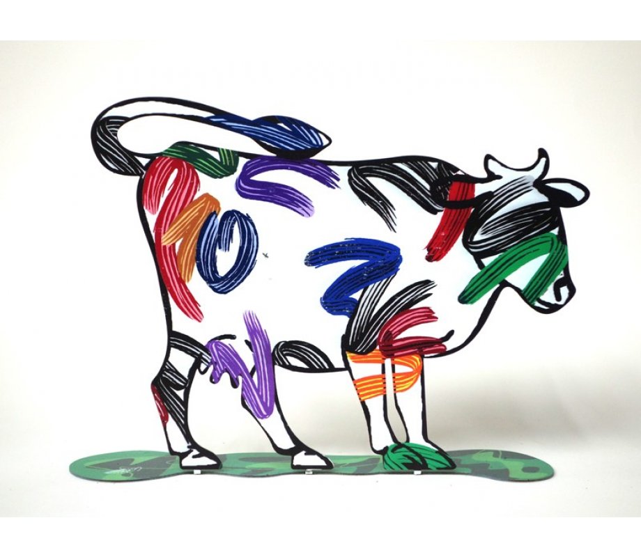 David Gerstein Free Standing Double Sided Steel Sculpture - Nava Cow