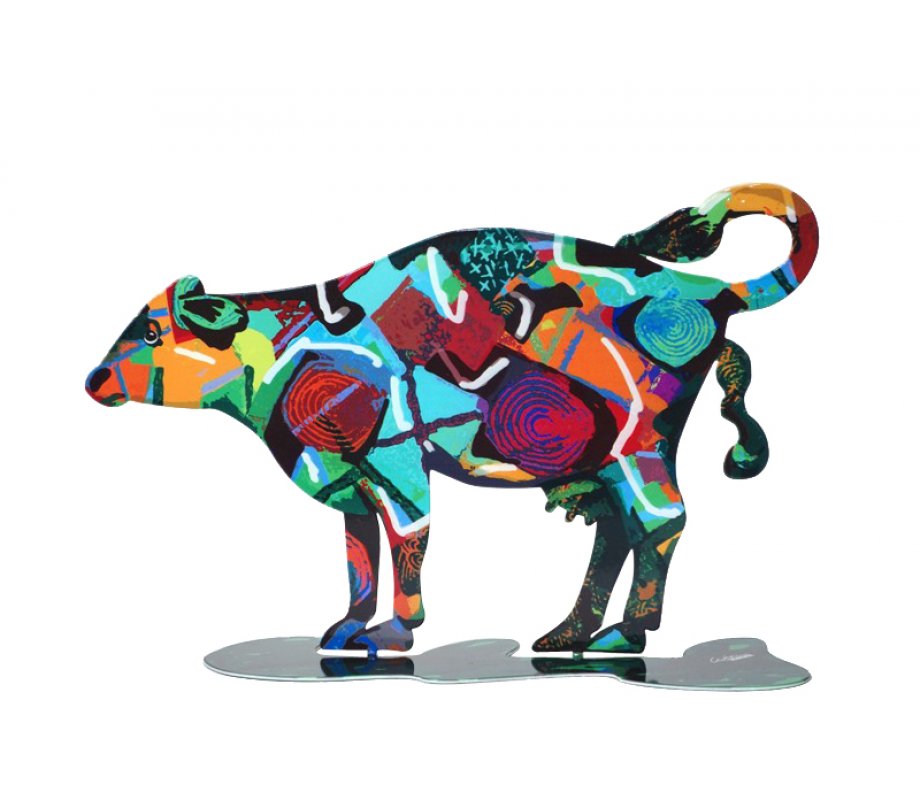 David Gerstein Free Standing Double Sided Steel Sculpture - Tikva Cow