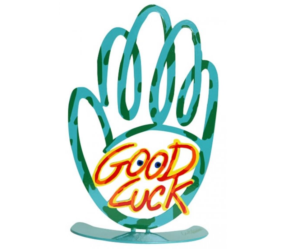 David Gerstein Free Standing Hamsa Sculpture Turquoise - Good Luck