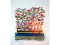 David Gerstein Laser Cut Metal Colorful Chanukah Menorah - Fluttering Birds