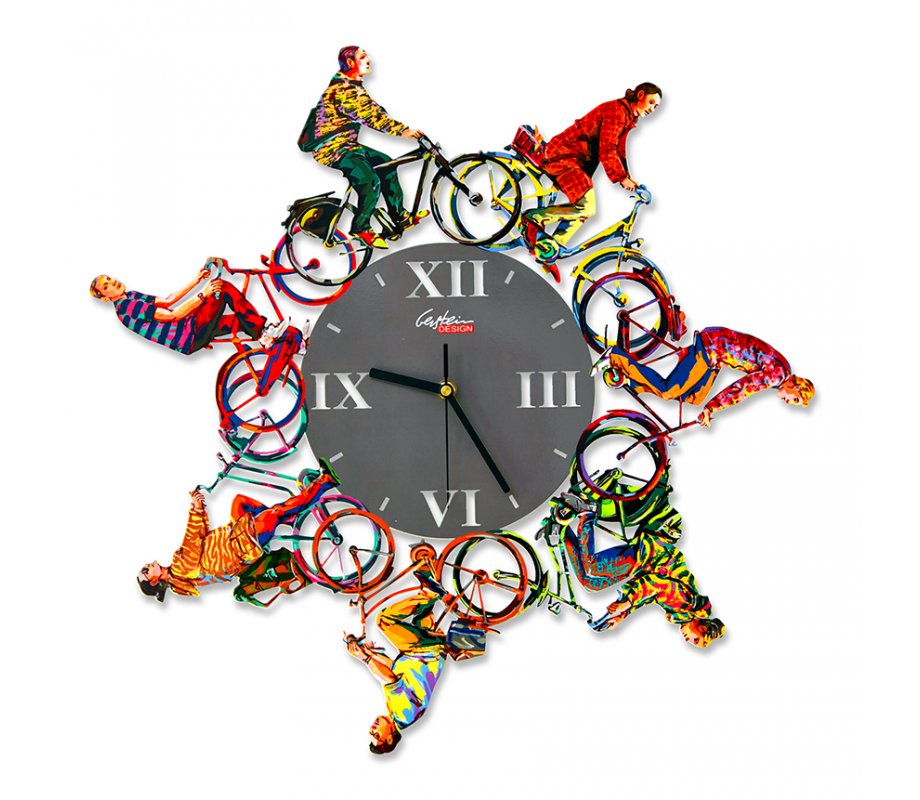 David Gerstein Wall Clock - Frame of Casual Bicycle Riders
