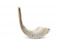 Decorated Hand Painted Ram's Horn Shofar Decorative Leaf Design