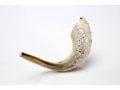 Decorated Hand Painted Ram's Horn Shofar Decorative Leaf Design