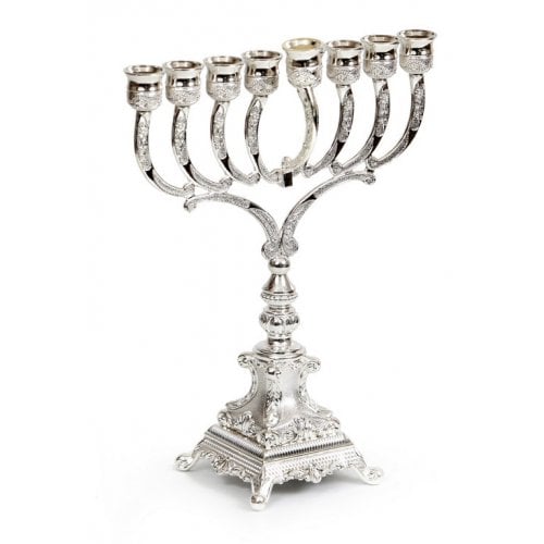 Decorative Classic Style Chanukah Menorah - Silver Plated