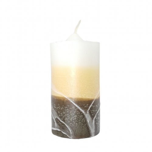 Decorative Handcrafted Pillar Havdalah Candle, Almond and White - Various Sizes