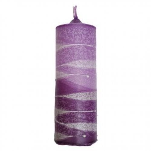 Decorative Handcrafted Pillar Havdalah Candle, Purple and Pink - Various Sizes