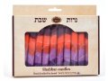 Decorative Handmade Galilee Shabbat Candles - Red and Purple with Streaks