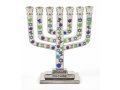 Decorative Mini 7-Branch Menorah with Colorful Judaic Symbols - 3.9