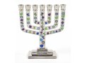 Decorative Mini 7-Branch Menorah with Colorful Judaic Symbols - 3.9