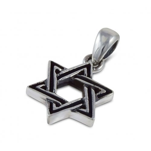 Decorative Star of David Pendant Necklace - Sterling Silver