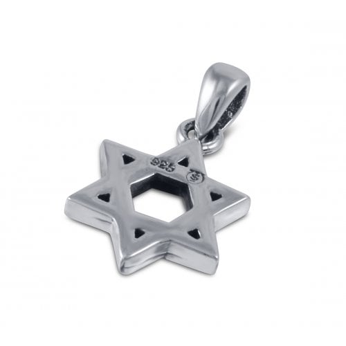 Decorative Star of David Pendant Necklace - Sterling Silver