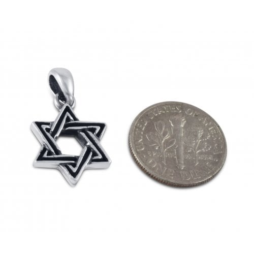 Decorative Star of David Pendant Necklace - Sterling Silver