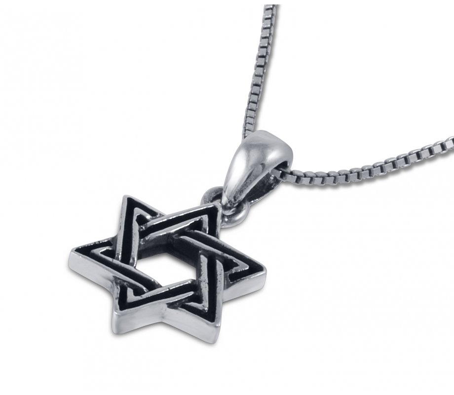 Decorative Star of David Pendant Necklace - Sterling Silver