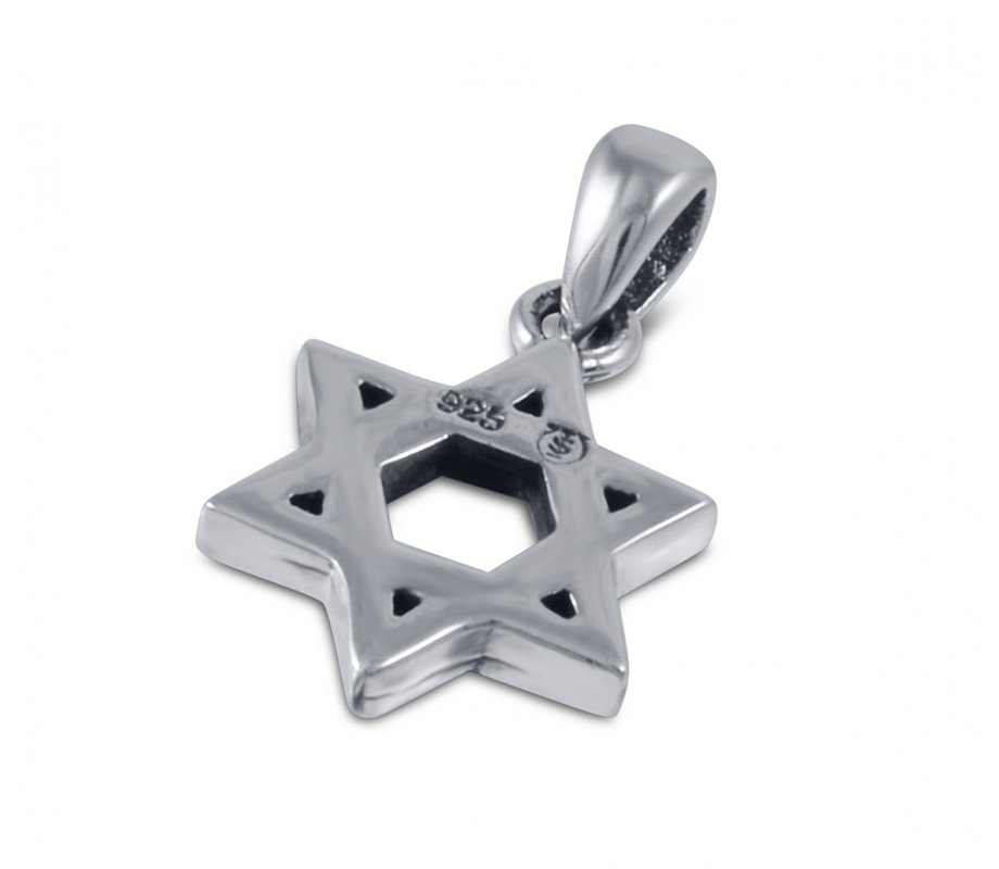 Decorative Star of David Pendant Necklace - Sterling Silver
