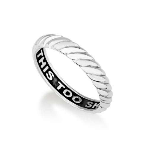 Decorative Sterling Silver Ring with Inside Engraving, This Too Shall Pass