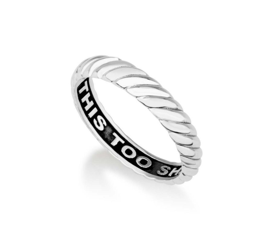 Decorative Sterling Silver Ring with Inside Engraving, This Too Shall Pass