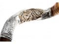 Decorative Sterling Silver Yemenite Shofar - Lion of Judah & Menorah