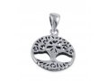 Decorative Tree of Life Sterling Silver Pendant Necklace