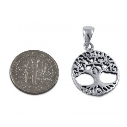 Decorative Tree of Life Sterling Silver Pendant Necklace