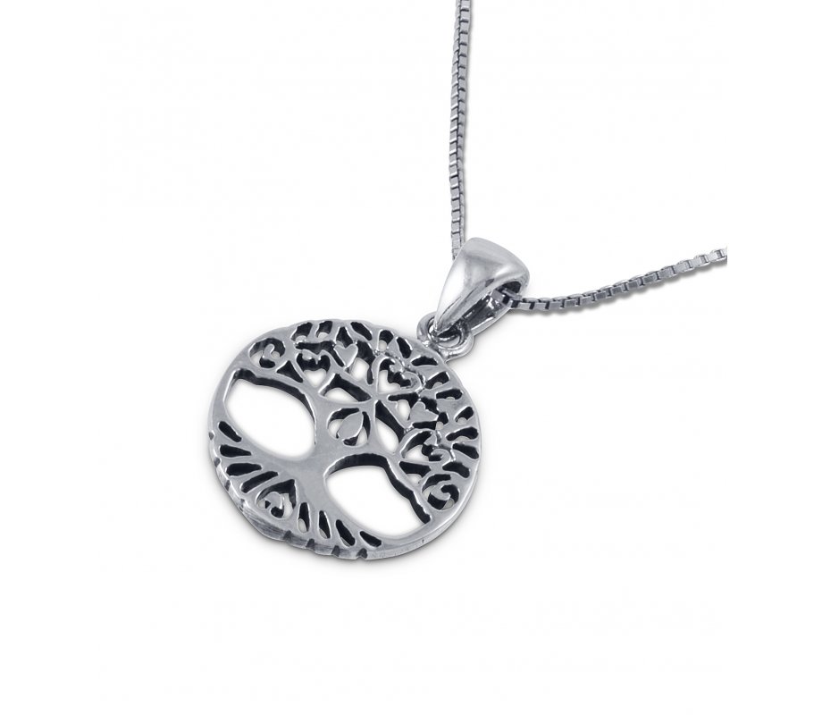 Decorative Tree of Life Sterling Silver Pendant Necklace