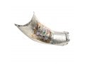 Decorative Yemenite Shofar - Sterling Silver Choshen, Menorah, Olives