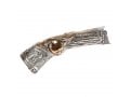 Decorative Yemenite Shofar with Sterling Silver Jerusalem and Pomegranate Images