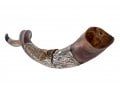 Decorative Yemenite Shofar with Sterling Silver with Menorah, Star of David and Olives