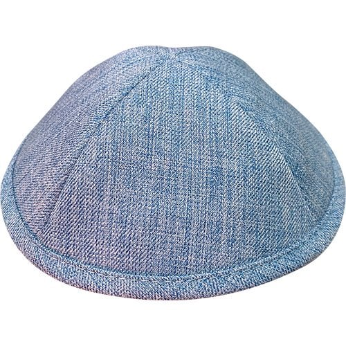 Denim Style Fabric Kippah, Light-Blue - Two Sizes Option
