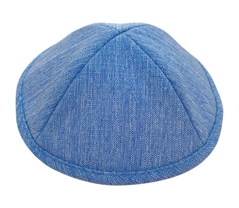 Denim Style Fabric Kippah, Sky-Blue - Two Sizes Option