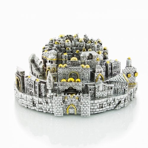 Detailed Model of Jerusalem - Silver Plated with Gold Tints