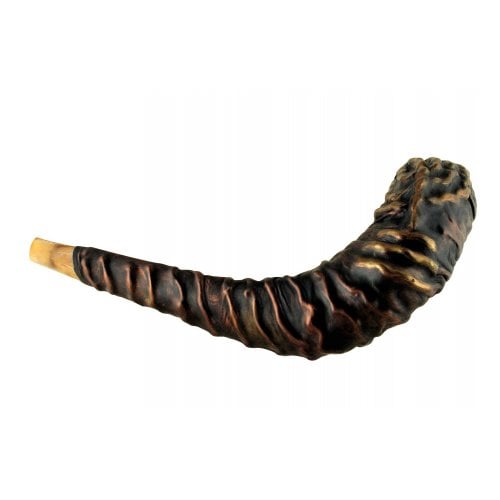 Distinctive Leather-bound Ram's Horn Shofar – Menorah Design
