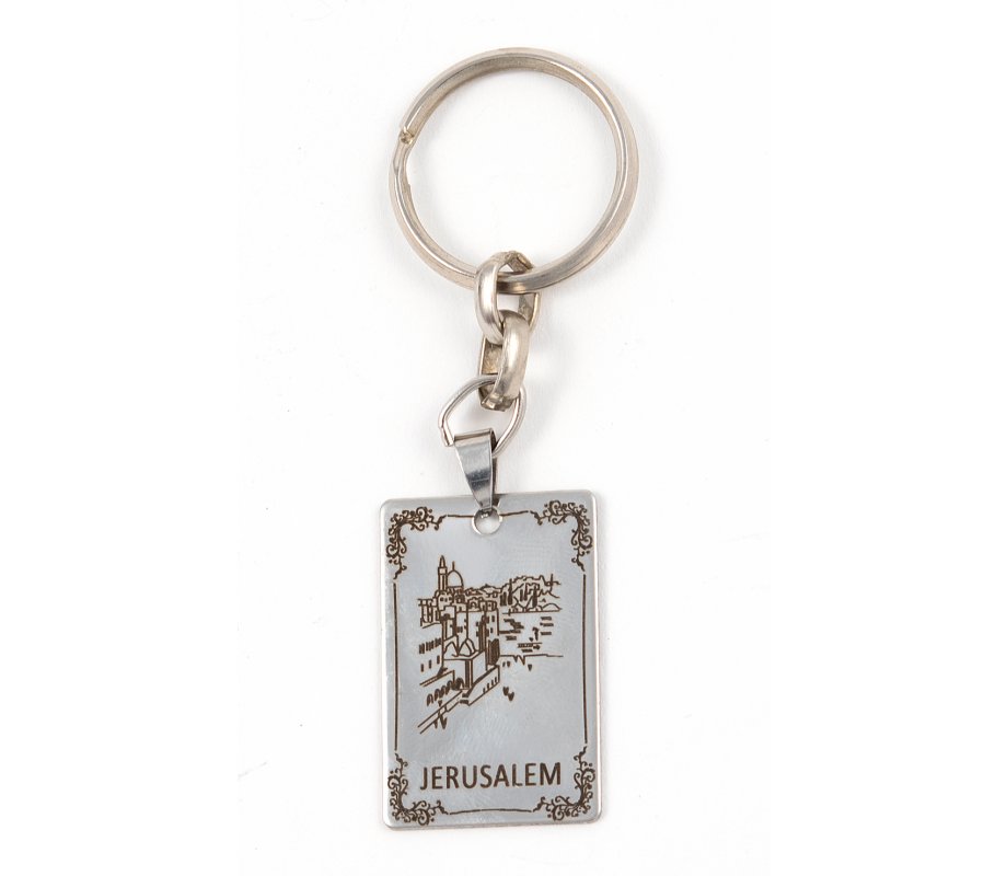 Dog Tag Key Ring, Framed Jerusalem Images - Stainless Steel