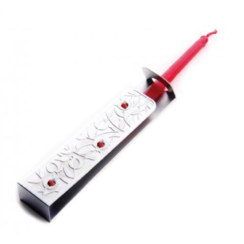 Dorit Judaic Stainless Steel Wand Menorah Lighter - Pomegranates