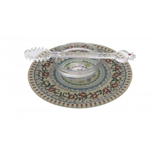 Dorit Judaica 3-Piece Honey Dish Set  Decorative Pomegranate Design