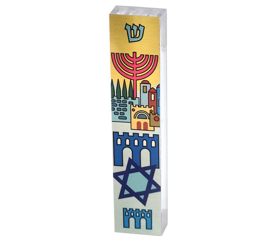 Dorit Judaica Acrylic Mezuzah Case, Israel Themes