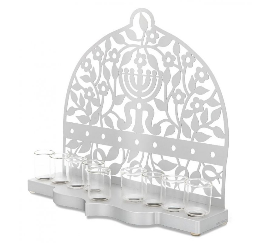 Dorit Judaica Chanukah Menorah, Cutout Pomegranates and Menorah Design