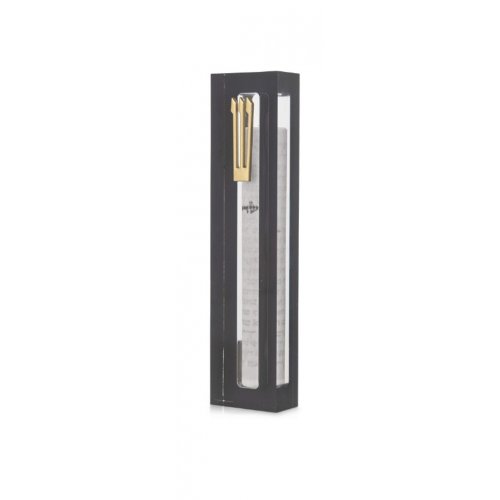 Dorit Judaica Clear Acrylic Mezuzah Case, Dark Gray Frame - Gold or Silver Shin