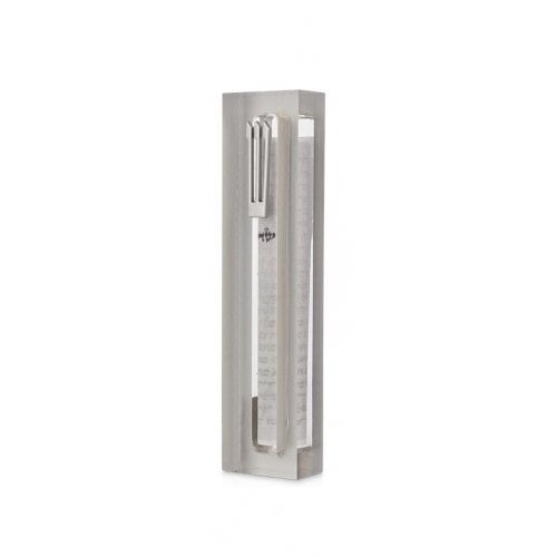 Dorit Judaica Clear Acrylic Mezuzah Case, Silver Frame - Gold or Silver Shin