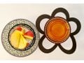 Dorit Judaica Combined Honey and Apple Dish with Glass Bowls - Floral Design