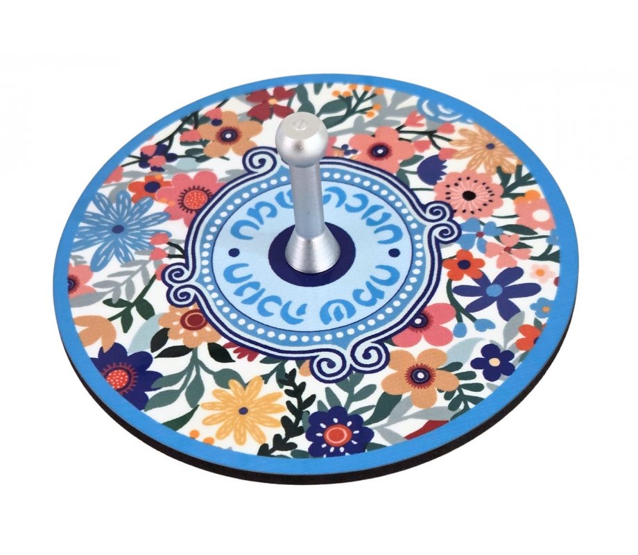 Dorit Judaica Decorative Dreidel with Stand - Floral