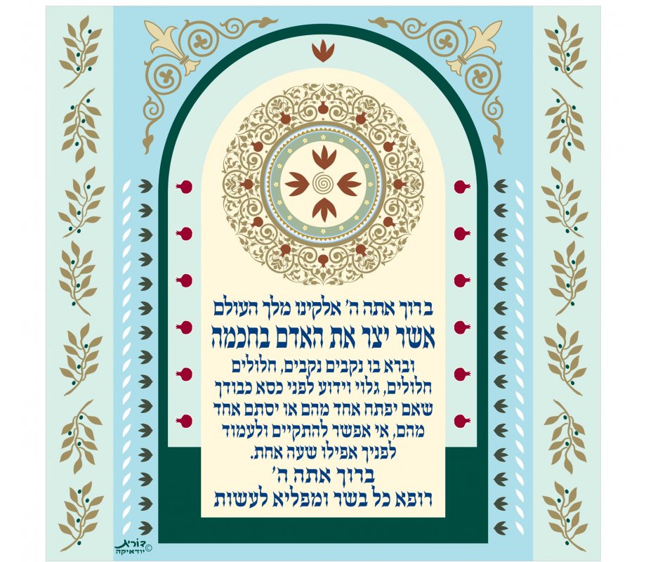 dorit judaica decorative green bathroom wall hanging asher yatzar