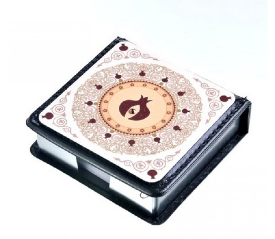 Dorit Judaica Decorative Memo Box, Pomegranate Mandala Design and Crystals