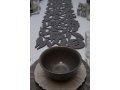 Dorit Judaica Felt Table Runner with Cutout Leafy Pomegranate - Grey