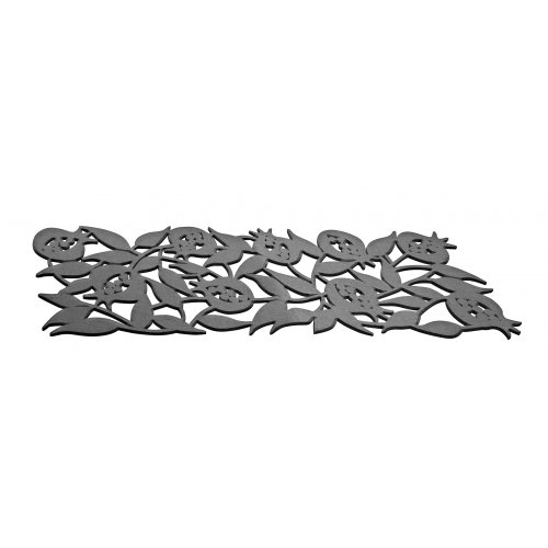 Dorit Judaica Felt Table Runner with Cutout Leafy Pomegranate - Grey