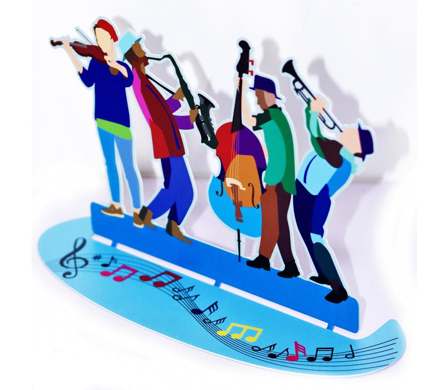 Dorit Judaica Free Standing Sculpture - Klezmer Players with Musical Notes