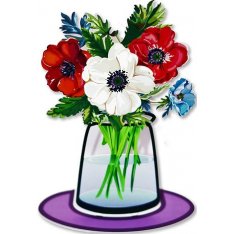 Dorit Judaica Large Free-Standing Sculpture - Colorful Bouquet of Anemones